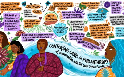 Graphic recording “Care in Philanthropy: a Conversation With the UAF Sister Funds”